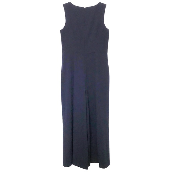 KARL LAGERFELD NAVY WIDE LEG CROPPED V-NECK  JUMPSUIT WITH POCKETS - 6 - Picture 3 of 11